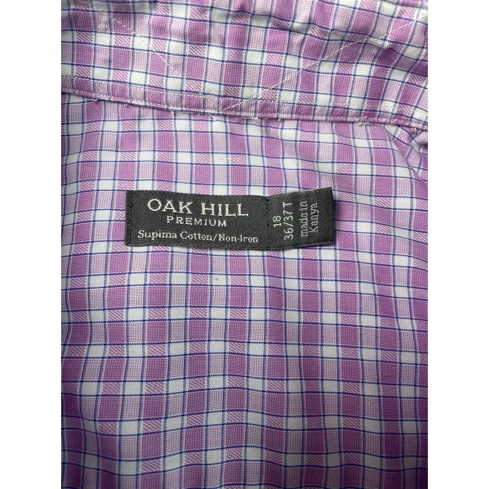 Oak Hill Premium Mens Gingham Non Iron Button Down Shirt 18 36/37 T - Picture 3 of 16